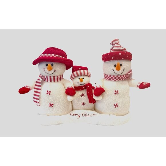 Hallmark Family Three Snowmen Merry Christmas Music Motion Red White Hat Scarf - Picture 6 of 6